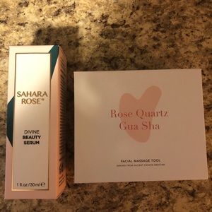 Face serum and rose quartz Gua Sha facial massage